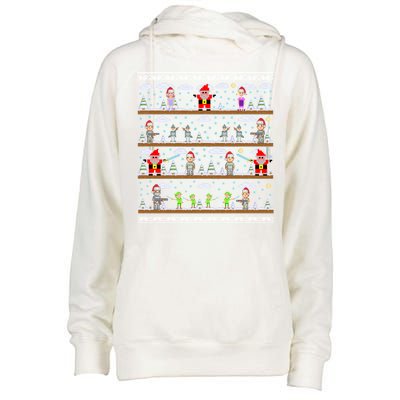 Attack of Christmas Gamer Ugly Christmas Sweater Womens Funnel Neck Pullover Hood