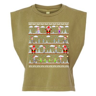 Attack of Christmas Gamer Ugly Christmas Sweater Garment-Dyed Women's Muscle Tee