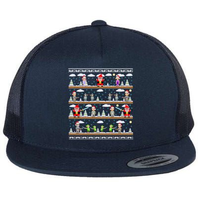 Attack of Christmas Gamer Ugly Christmas Sweater Flat Bill Trucker Hat