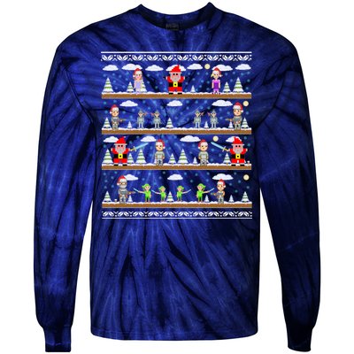 Attack of Christmas Gamer Ugly Christmas Sweater Tie-Dye Long Sleeve Shirt