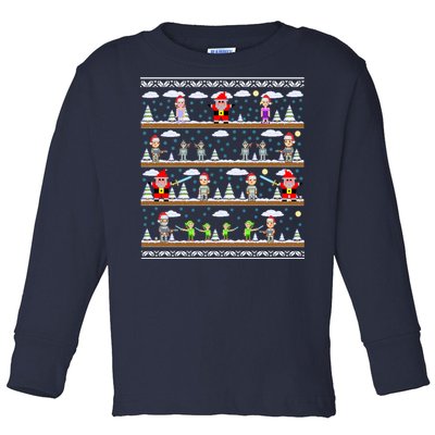 Attack of Christmas Gamer Ugly Christmas Sweater Toddler Long Sleeve Shirt