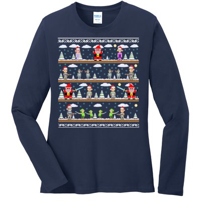 Attack of Christmas Gamer Ugly Christmas Sweater Ladies Long Sleeve Shirt