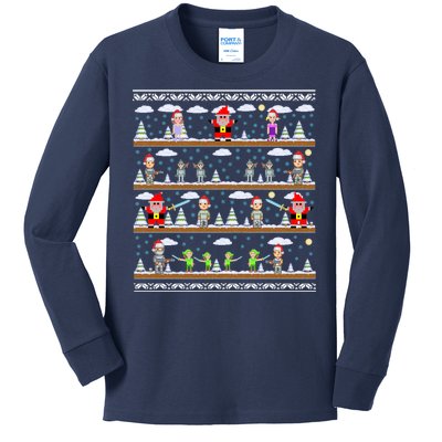 Attack of Christmas Gamer Ugly Christmas Sweater Kids Long Sleeve Shirt