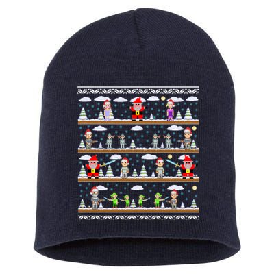 Attack of Christmas Gamer Ugly Christmas Sweater Short Acrylic Beanie