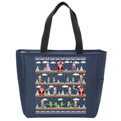 Attack of Christmas Gamer Ugly Christmas Sweater Zip Tote Bag