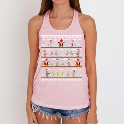 Attack of Christmas Gamer Ugly Christmas Sweater Women's Knotted Racerback Tank