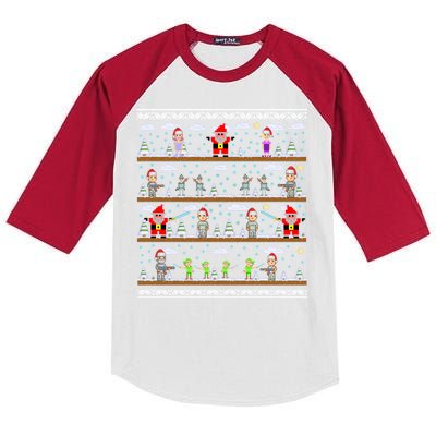 Attack of Christmas Gamer Ugly Christmas Sweater Kids Colorblock Raglan Jersey