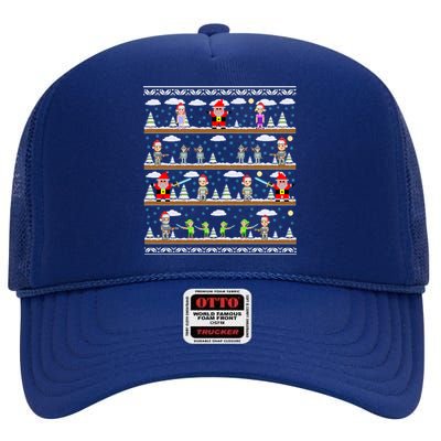 Attack of Christmas Gamer Ugly Christmas Sweater High Crown Mesh Back Trucker Hat