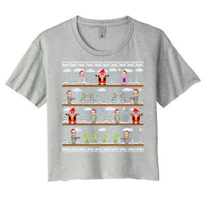 Attack of Christmas Gamer Ugly Christmas Sweater Women's Crop Top Tee