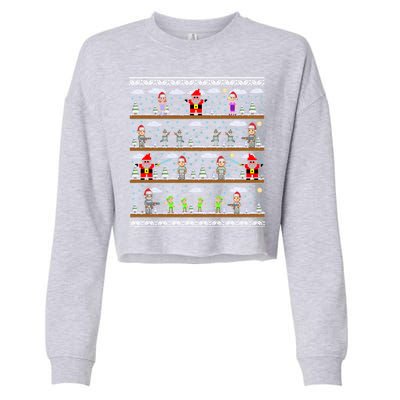 Attack of Christmas Gamer Ugly Christmas Sweater Cropped Pullover Crew