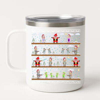 Attack of Christmas Gamer Ugly Christmas Sweater 12 oz Stainless Steel Tumbler Cup