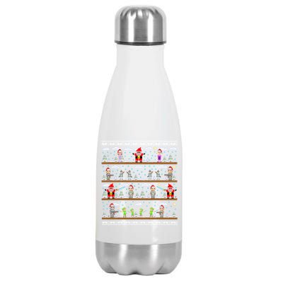 Attack of Christmas Gamer Ugly Christmas Sweater Stainless Steel Insulated Water Bottle