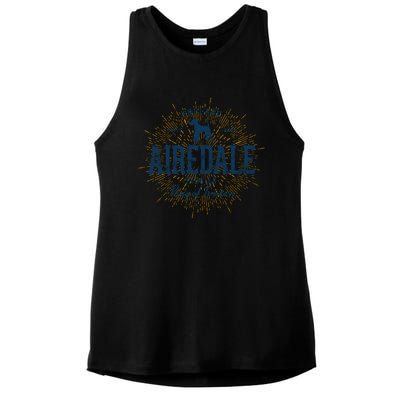 Airedale Terrier Vintage Airedale Gift Ladies PosiCharge Tri-Blend Wicking Tank