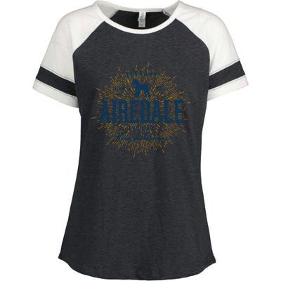 Airedale Terrier Vintage Airedale Gift Enza Ladies Jersey Colorblock Tee