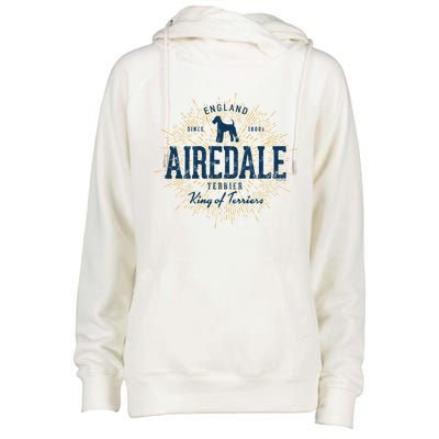 Airedale Terrier Vintage Airedale Gift Womens Funnel Neck Pullover Hood