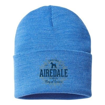 Airedale Terrier Vintage Airedale Gift Sustainable Knit Beanie