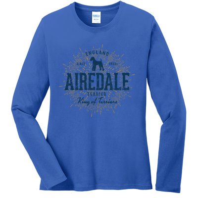 Airedale Terrier Vintage Airedale Gift Ladies Long Sleeve Shirt