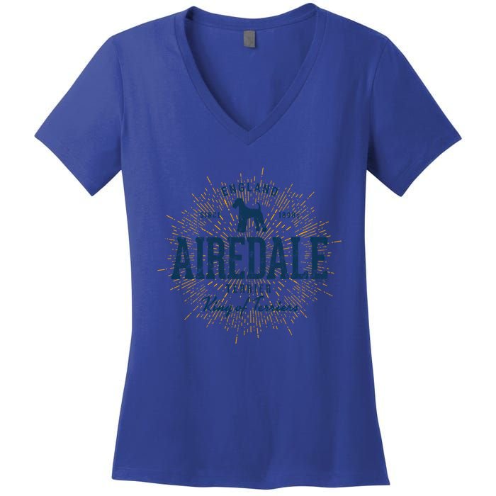 Airedale Terrier Vintage Airedale Gift Women's V-Neck T-Shirt