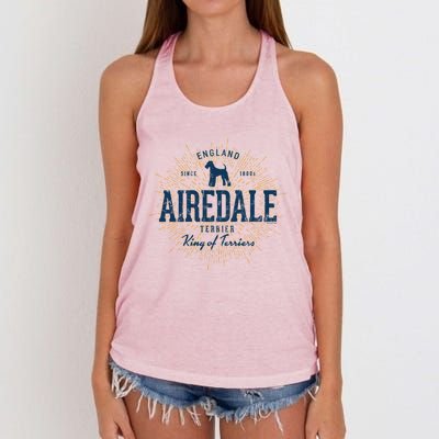 Airedale Terrier Vintage Airedale Gift Women's Knotted Racerback Tank