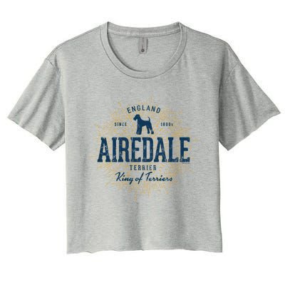 Airedale Terrier Vintage Airedale Gift Women's Crop Top Tee