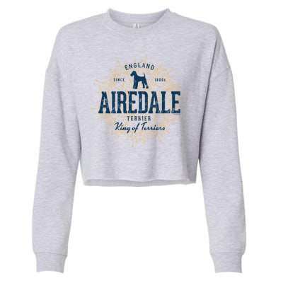 Airedale Terrier Vintage Airedale Gift Cropped Pullover Crew