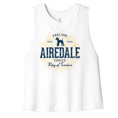 Airedale Terrier Vintage Airedale Gift Women's Racerback Cropped Tank