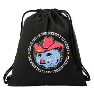 Accept The Vibes That ArenT Rootin Tootin Funny Opossum Drawstring Bag