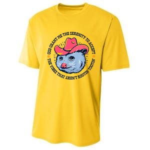 Accept The Vibes That Arent Rootin Tootin Funny Opossum Performance Sprint T-Shirt