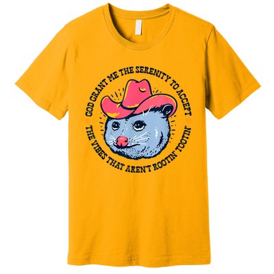 Accept The Vibes That Arent Rootin Tootin Funny Opossum Premium T-Shirt