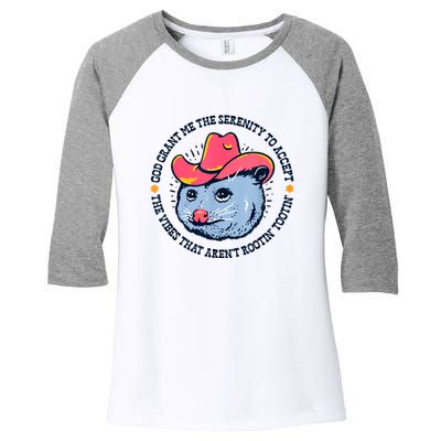 Accept The Vibes That Arent Rootin Tootin Funny Opossum Women's Tri-Blend 3/4-Sleeve Raglan Shirt