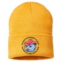 Accept The Vibes That Arent Rootin Tootin Funny Opossum Sustainable Knit Beanie