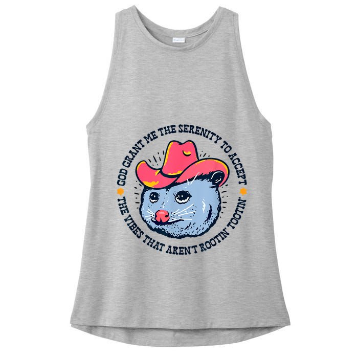 Accept The Vibes That Arent Rootin Tootin Funny Opossum Ladies PosiCharge Tri-Blend Wicking Tank