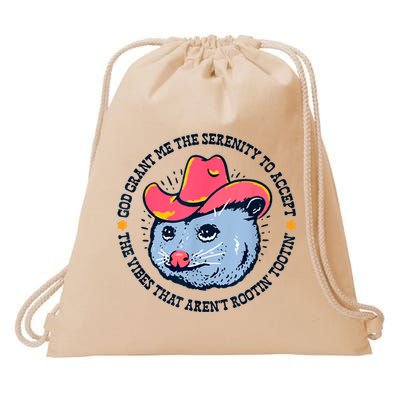 Accept The Vibes That Arent Rootin Tootin Funny Opossum Drawstring Bag