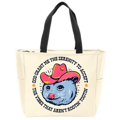 Accept The Vibes That Arent Rootin Tootin Funny Opossum Zip Tote Bag