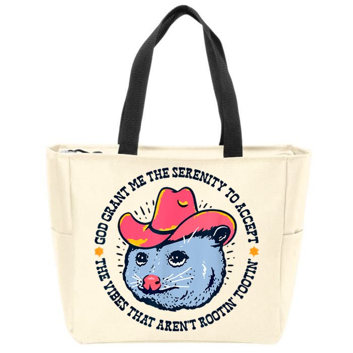 Accept The Vibes That Arent Rootin Tootin Funny Opossum Zip Tote Bag