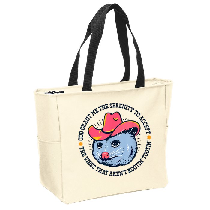 Accept The Vibes That Arent Rootin Tootin Funny Opossum Zip Tote Bag