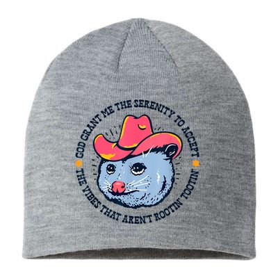 Accept The Vibes That Arent Rootin Tootin Funny Opossum Sustainable Beanie