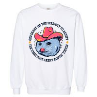 Accept The Vibes That Arent Rootin Tootin Funny Opossum Garment-Dyed Sweatshirt