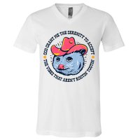 Accept The Vibes That Arent Rootin Tootin Funny Opossum V-Neck T-Shirt