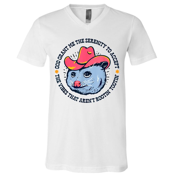 Accept The Vibes That Arent Rootin Tootin Funny Opossum V-Neck T-Shirt