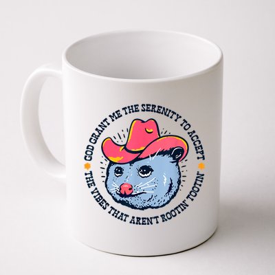 Accept The Vibes That Arent Rootin Tootin Funny Opossum Mug