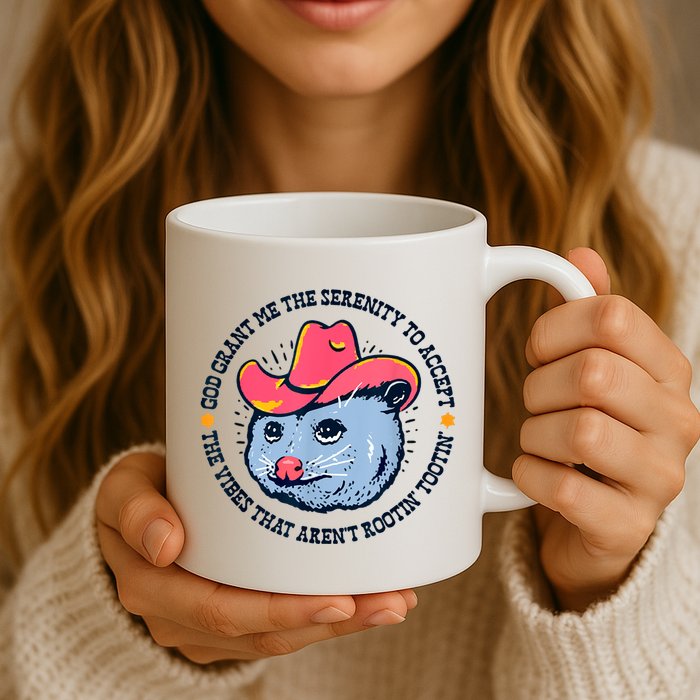 Accept The Vibes That Arent Rootin Tootin Funny Opossum Mug