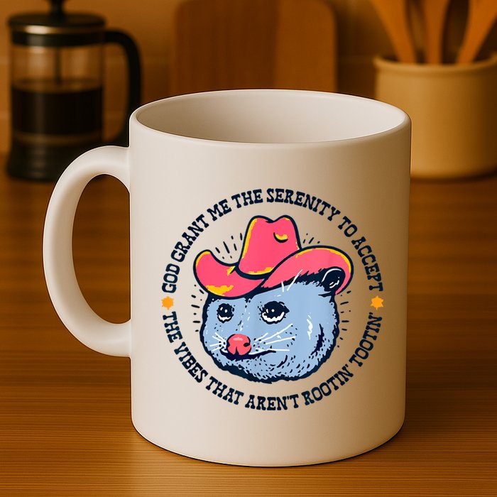 Accept The Vibes That Arent Rootin Tootin Funny Opossum Mug
