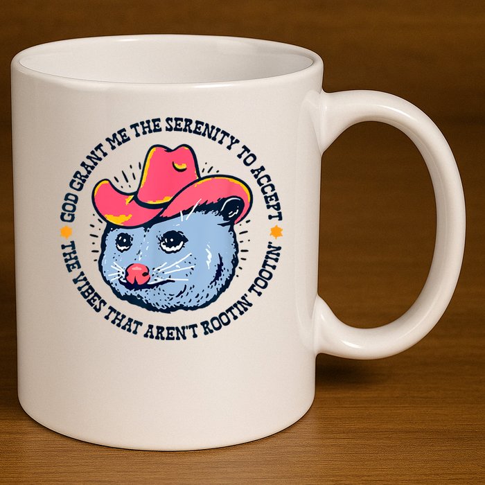 Accept The Vibes That Arent Rootin Tootin Funny Opossum 11oz C Handle Ceramic Mug