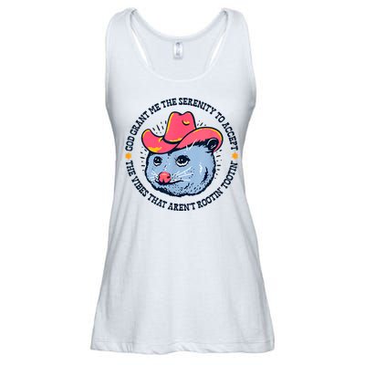 Accept The Vibes That Arent Rootin Tootin Funny Opossum Ladies Essential Flowy Tank