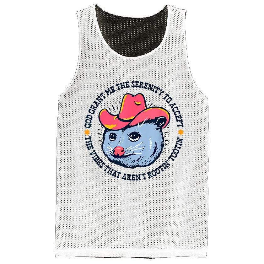Accept The Vibes That Arent Rootin Tootin Funny Opossum Mesh Reversible Basketball Jersey Tank