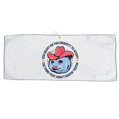 Accept The Vibes That Arent Rootin Tootin Funny Opossum Large Microfiber Waffle Golf Towel