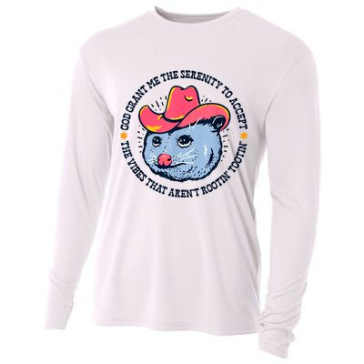 Accept The Vibes That Arent Rootin Tootin Funny Opossum Cooling Performance Long Sleeve Crew