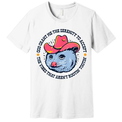 Accept The Vibes That Arent Rootin Tootin Funny Opossum Premium T-Shirt