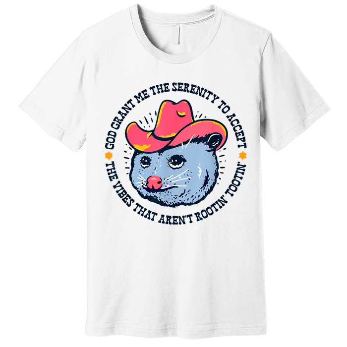 Accept The Vibes That Arent Rootin Tootin Funny Opossum Premium T-Shirt